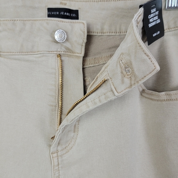 Silver Jeans Tan Suki Curvy‎ Mid Rise Skinny Denim Jeans  Sz 34x29 Plus Size NEW - Picture 5 of 12